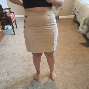 Banana Republic Beige Pencil Skirt with Button Accents